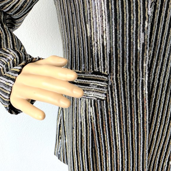 Sequin Blazer | Metallic Blazer | Party Jacket | Glam Jacket | Cocktail Jacket S - Picture 6 of 10